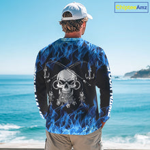 Load image into Gallery viewer, Fish Reaper Fishing Skull Fire Flame Long Sleeve Tournament Fishing Shirts, Skull Fishing Jerseys NBT692