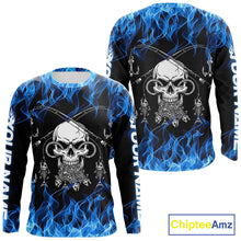 Load image into Gallery viewer, Fish Reaper Fishing Skull Fire Flame Long Sleeve Tournament Fishing Shirts, Skull Fishing Jerseys NBT692