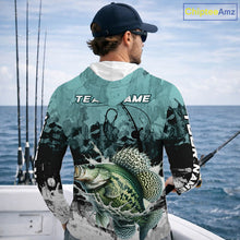 Load image into Gallery viewer, Personalized Crappie Fishing Jersey, Team Crappie Fishing Long Sleeve Hooded Tournament Shirts NBT694