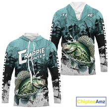Load image into Gallery viewer, Personalized Crappie Fishing Jersey, Team Crappie Fishing Long Sleeve Hooded Tournament Shirts NBT694