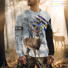 Load image into Gallery viewer, Snow Camo Deer Hunting Shirt, Pennsylvania Flag, Whitetail Hunters NBT13