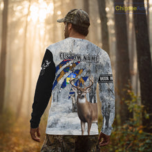 Load image into Gallery viewer, Snow Camo Deer Hunting Shirt, Pennsylvania Flag, Whitetail Hunters NBT13