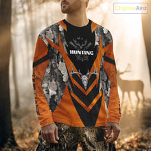 Load image into Gallery viewer, Deer Hunting Shirts Burnt Orange Camo With Deer Skull - Best Gift Ideas for Hunter NBT20