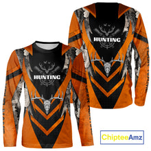 Load image into Gallery viewer, Deer Hunting Shirts Burnt Orange Camo With Deer Skull - Best Gift Ideas for Hunter NBT20