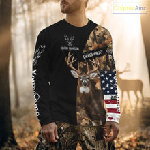 Load image into Gallery viewer, Whitetail Deer Hunting Shirt Camo With US Flag And Buck Head  – Best Hunter Gift NBT22