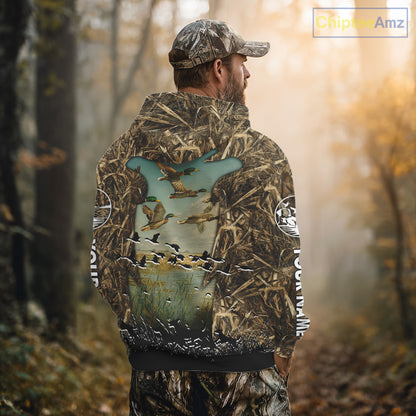 Waterfowl Duck Hunting Camouflage 3D Printing Shirts, Personalized Duck Hunting Shirts NBT137