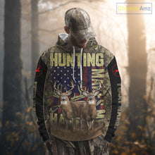 Load image into Gallery viewer, Beautiful Patriotic Camo Deer Hunting Shirt with US Flag, Hunting Outfit, Gifts for Hunters NBT58