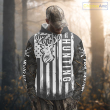 Load image into Gallery viewer, Personalized Dark Camo Deer Hunting Shirt with US Flag &amp; Deer Buck, Hunter Gifts NBT60