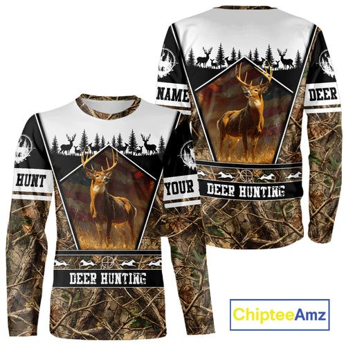 Whitetail Deer Camo 3D All Over Printed Shirts, Deer Hunting Crew Outfit, Hunting Gifts NBT63