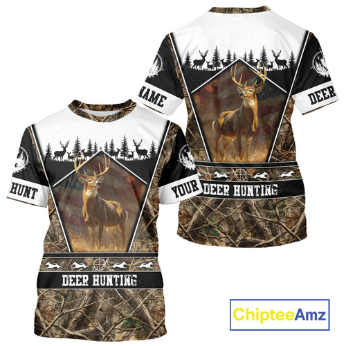 Whitetail Deer Camo 3D All Over Printed Shirts, Deer Hunting Crew Outfit, Hunting Gifts NBT63
