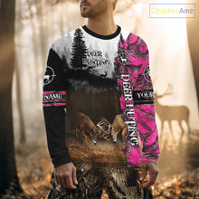 Load image into Gallery viewer, Deer Hunting Pink Camo Custom Name 3D All Over Print Shirts, Hunting Gifts NBT66