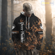 Load image into Gallery viewer, Personalized Deer Hunting Brown Camouflage Pattern with Big Buck Shirt, Big Game Clothes for Deer Hunters NBT75
