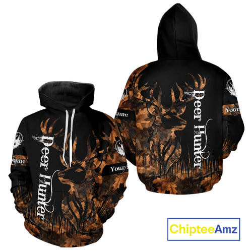Personalized Deer Hunting Brown Camouflage Pattern with Big Buck Shirt, Big Game Clothes for Deer Hunters NBT75