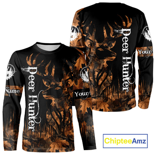 Personalized Deer Hunting Brown Camouflage Pattern with Big Buck Shirt, Big Game Clothes for Deer Hunters NBT75