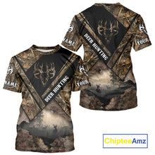 Load image into Gallery viewer, Deer Hunting Shirt Custom Name 3D All Over Print with Deer Skull &amp; Brown Camo For Deer Hunters NBT79