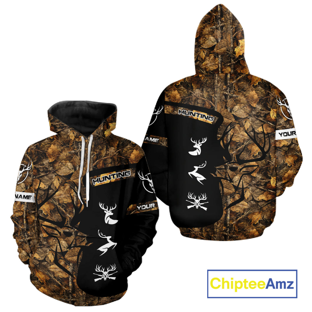 Custom Deer Hunting Brown Camo Shirts for Men, Hunting Gifts, Camouflage Deer Hunting Shirts NBT83