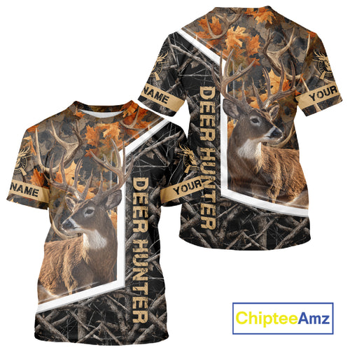Custom Whitetail Deer Hunting Orange and Black Camo Shirts for Men, Gift Ideas for Hunter NBT91