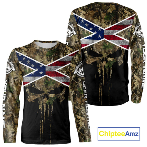 Camo Deer Hunting Shirts with US Flag, Personalized Deer Hunting Shirt, Hunting Gifts for Men NBT95