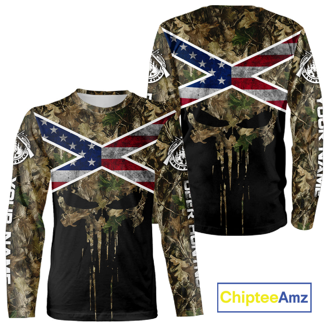Camo Deer Hunting Shirts with US Flag, Personalized Deer Hunting Shirt, Hunting Gifts for Men NBT95