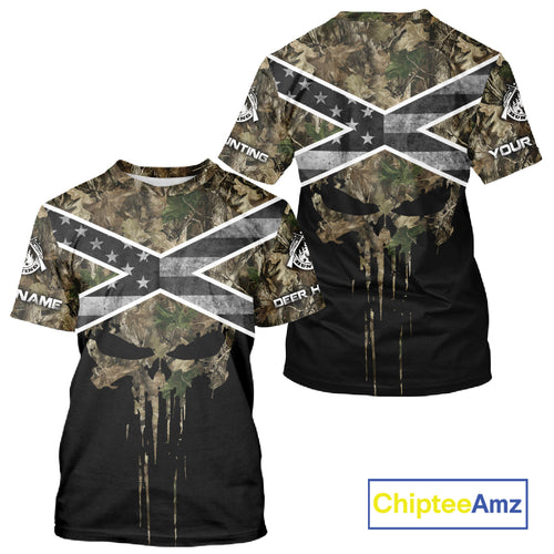 Deer Hunting Shirts with Black US Flag, Camouflage Deer Hunting Shirt, Hunting Gifts for Men NBT97