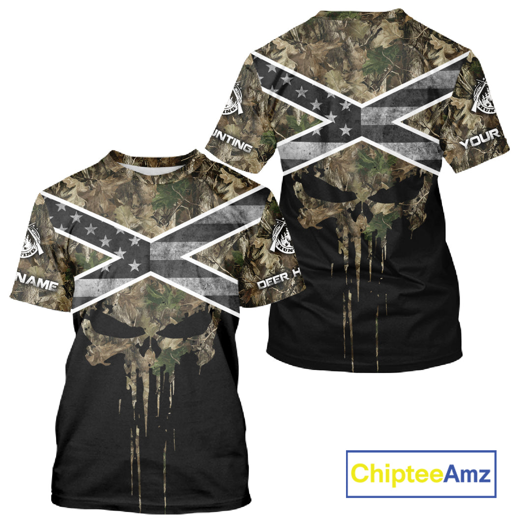 Deer Hunting Shirts with Black US Flag, Camouflage Deer Hunting Shirt, Hunting Gifts for Men NBT97