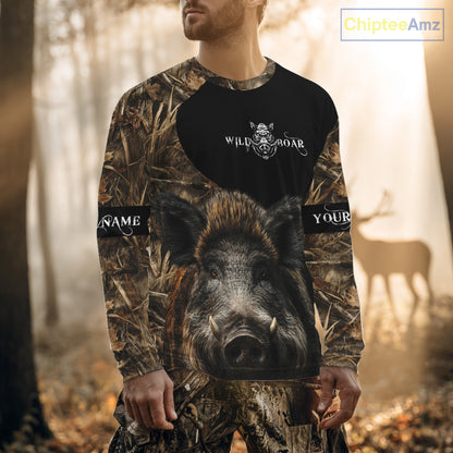 Wild Boar Hunting Camouflage Custom Name 3D All Over Print Shirts, Personalized Hunting Gifts NBT103