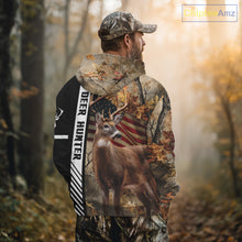 Load image into Gallery viewer, Beautiful Deer Hunting American flag Custom Name Shirt for Hunter NBT01