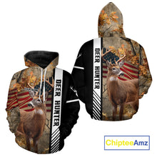 Load image into Gallery viewer, Beautiful Deer Hunting American flag Custom Name Shirt for Hunter NBT01