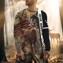 Load image into Gallery viewer, Beautiful Deer Hunting American flag Custom Name Shirt for Hunter NBT01