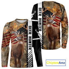 Load image into Gallery viewer, Beautiful Deer Hunting American flag Custom Name Shirt for Hunter NBT01