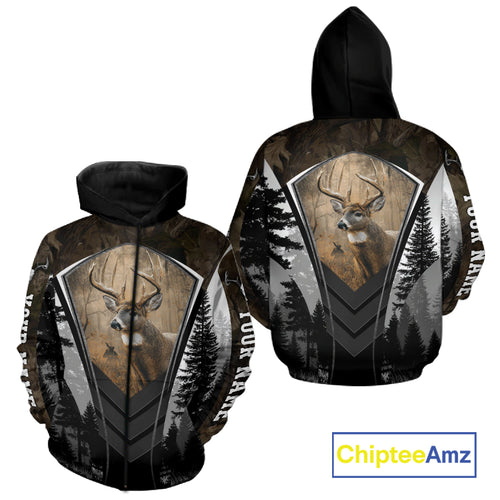 Beautiful Whitetail Deer Hunting Brown Camo 3D All Over Printed Shirts, Hunting Gifts for Hunters NBT87