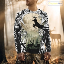 Load image into Gallery viewer, Grey Camo Deer Hunting Hoodie, Buck with Scope Silhouette, Whitetail Season NBT14