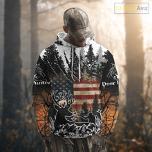 Load image into Gallery viewer, Best Deer Hunting Shirt with US Flag &amp; Orange Camo for Hunters, Perfect Hunter Gifts NBT16