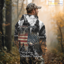 Load image into Gallery viewer, Best Deer Hunting Shirt with US Flag &amp; Orange Camo for Hunters, Perfect Hunter Gifts NBT16
