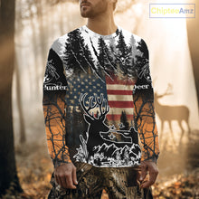 Load image into Gallery viewer, Best Deer Hunting Shirt with US Flag &amp; Orange Camo for Hunters, Perfect Hunter Gifts NBT16