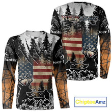 Load image into Gallery viewer, Best Deer Hunting Shirt with US Flag &amp; Orange Camo for Hunters, Perfect Hunter Gifts NBT16
