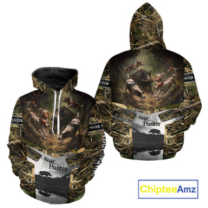Custom Wild Hog Hunting Camo 3D Printed Shirts, Hunting Gifts for Boar Hunter NBT107