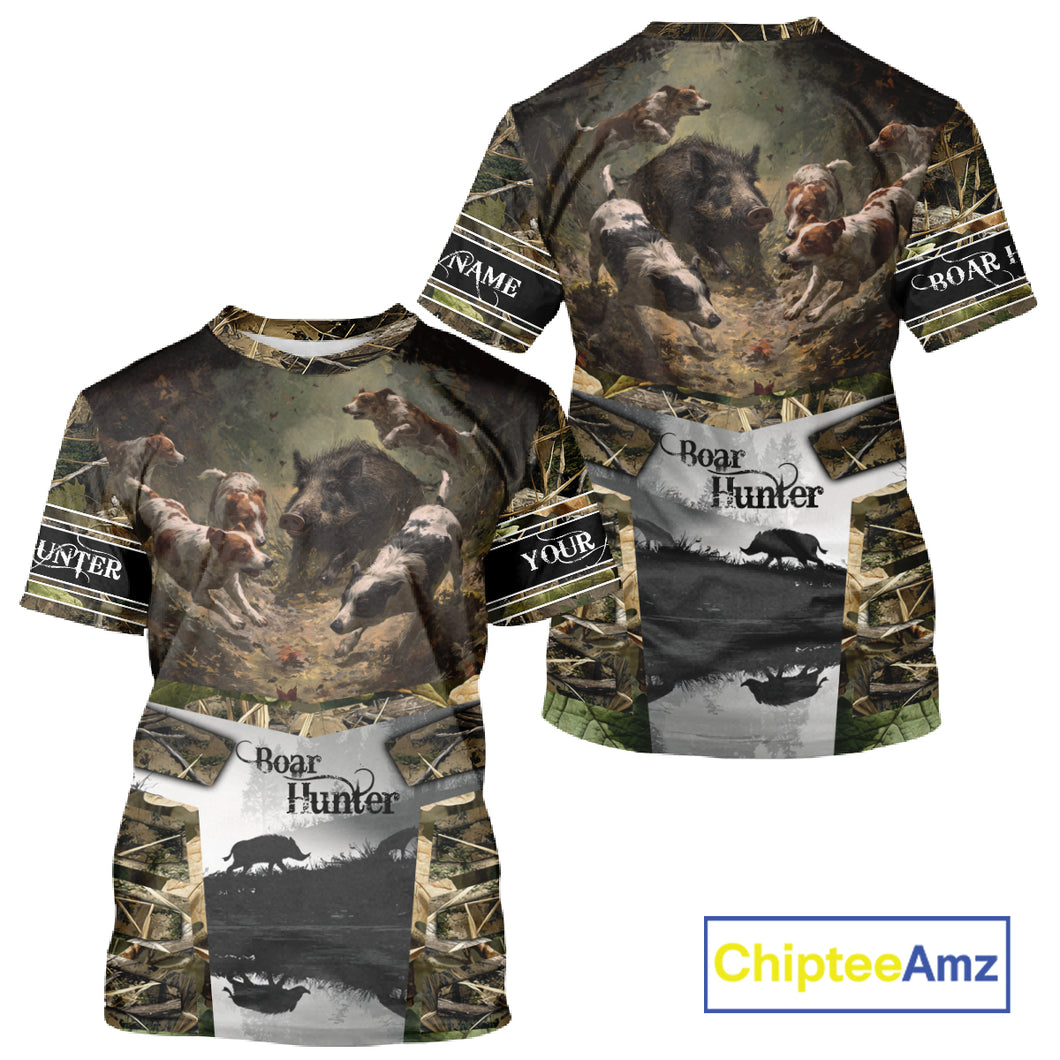 Custom Wild Hog Hunting Camo 3D Printed Shirts, Hunting Gifts for Boar Hunter NBT107