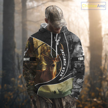 Load image into Gallery viewer, Personalized Deer Hunting Hoodie, Longsleeve Shirt – Whitetail Buck, Fall Camo, Gifts for Men NBT27
