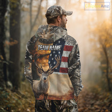 Load image into Gallery viewer, American Flag Camouflage Red Deer Hunting Shirts – Custom Name Hunting Clothes for Men NBT39