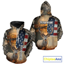 Load image into Gallery viewer, American Flag Camouflage Red Deer Hunting Shirts – Custom Name Hunting Clothes for Men NBT39