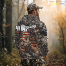 Load image into Gallery viewer, Best Elk Hunting Camo Shirt with Big Buck and US Flag – Hunting Apparel for Men, Hunter Gifts NBT51