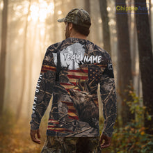Load image into Gallery viewer, Best Elk Hunting Camo Shirt with Big Buck and US Flag – Hunting Apparel for Men, Hunter Gifts NBT51