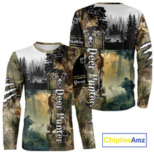 Load image into Gallery viewer, Personalized Forest Camo Deer Hunting 3D All Over Printed Custom Name Shirts Hunting Gifts NBT65