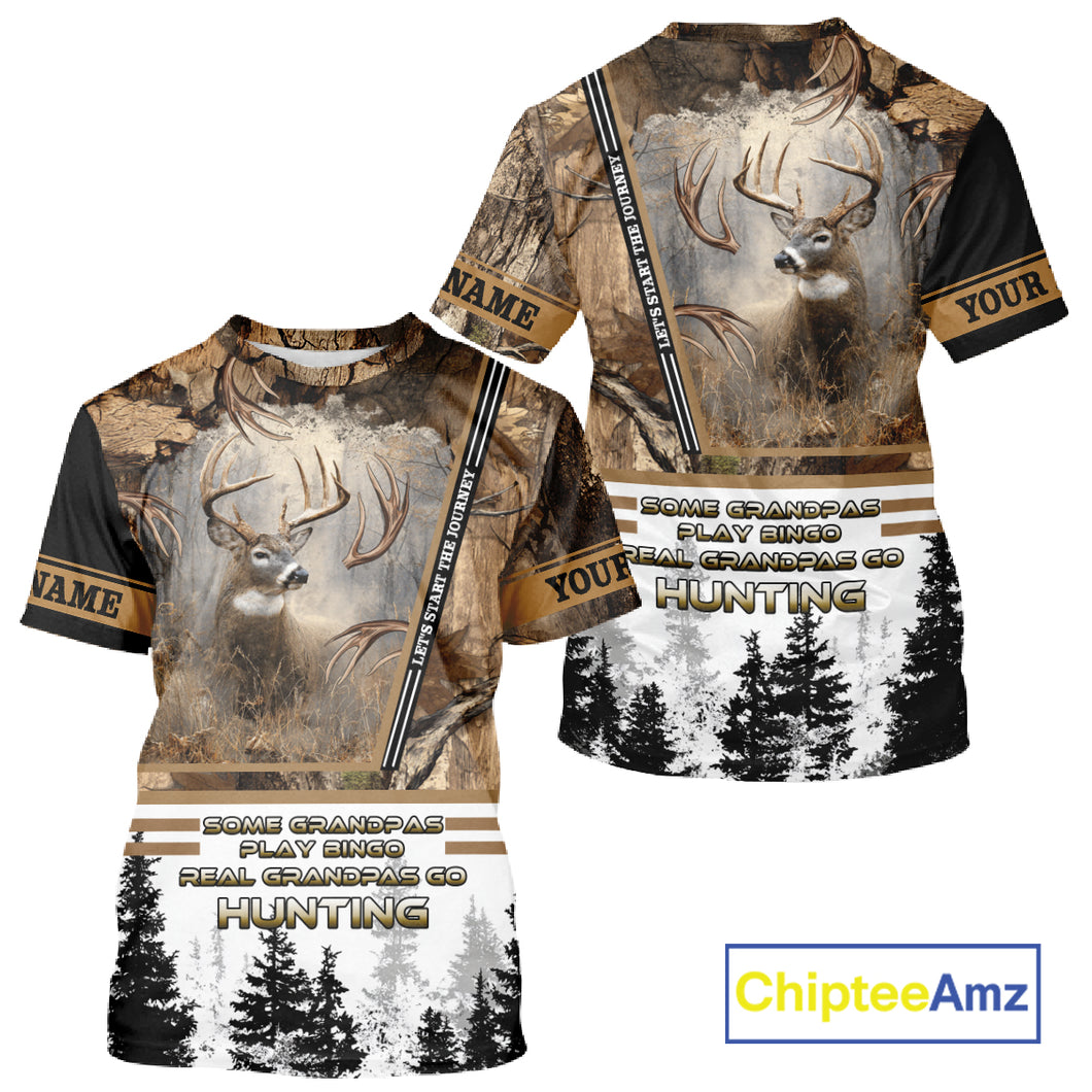Best Brown Camouflage Deer Hunting Grandpa 3D All Over Printed Shirts, Deer Hunting Gifts NBT81