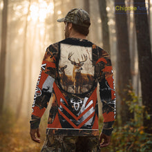 Load image into Gallery viewer, Deer Hunting Shirt Personalized 3D All Over Print Orange Camo Leather Pattern Hunting Clothes NBT94