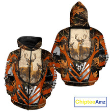 Load image into Gallery viewer, Deer Hunting Shirt Personalized 3D All Over Print Orange Camo Leather Pattern Hunting Clothes NBT94
