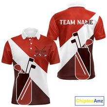 Load image into Gallery viewer, Red Golf Bag Mens Golf Polo Shirts Custom Golf Shirts, Golf Attire For Men NBT578