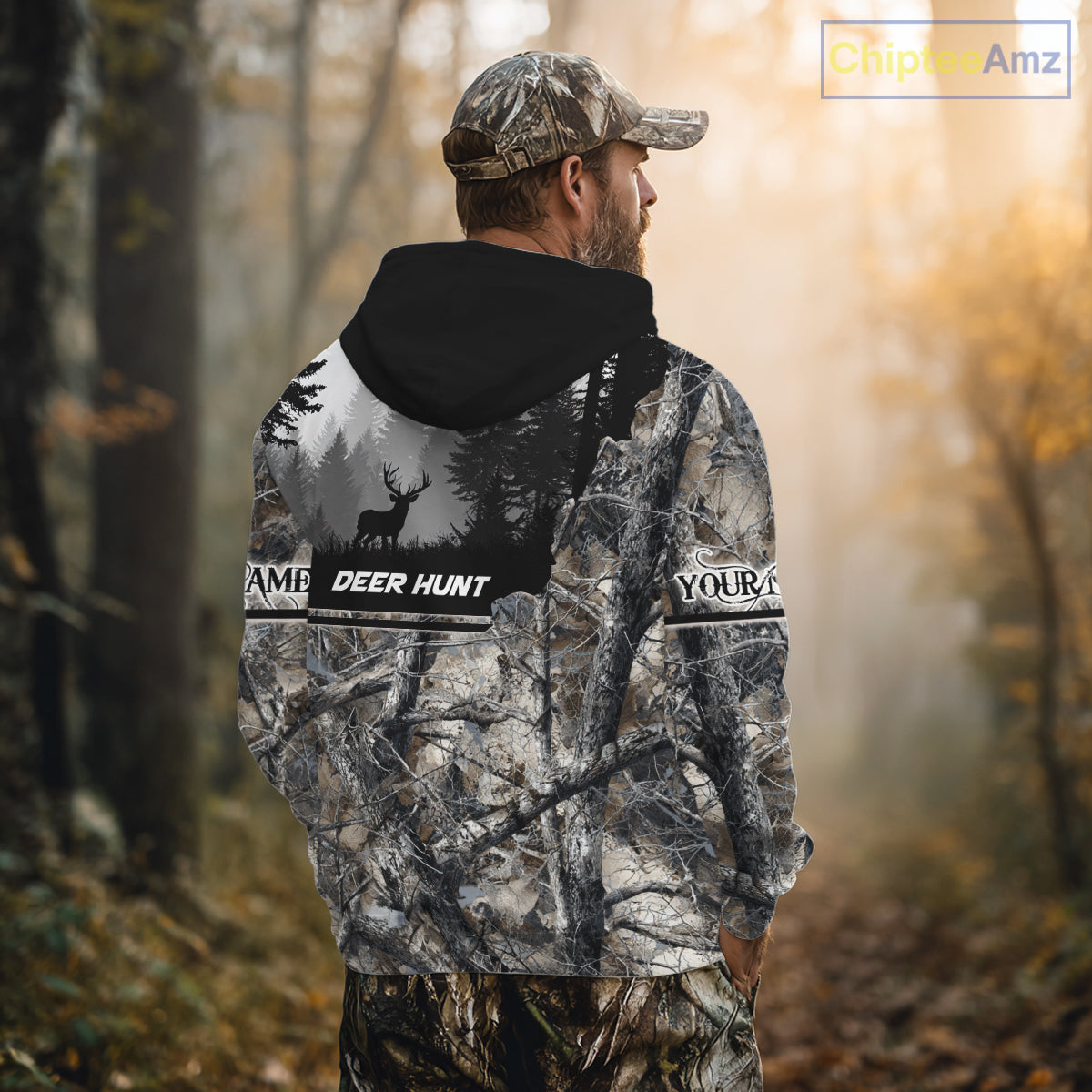 Whitetail Deer Hunting Winter Camouflage 3D Custom Name Shirts, Custom Deer Hunting Winter NBT197