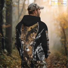Load image into Gallery viewer, Whitetail Deer 3D All Over Printed Fall Season Camo Hoodie Custom Name Shirt NBT314